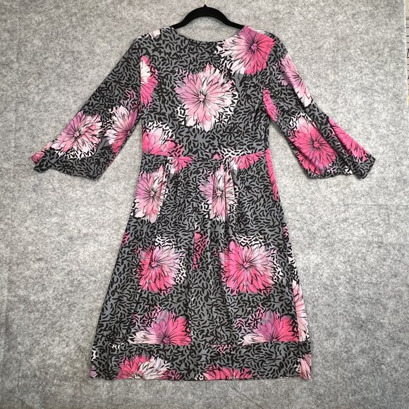 Soma Intimates Dress Women S Baby Doll Pink Black Floral 3/4 Bell Sleeve Stretch - Picture 6 of 12